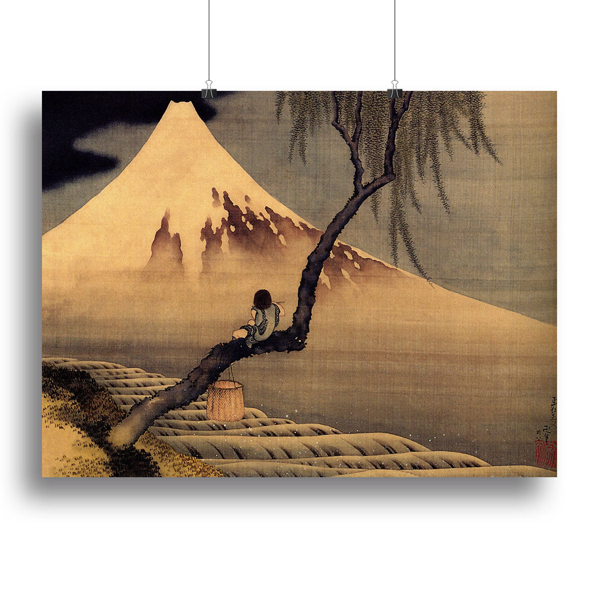 Boy in front of Fujiama by Hokusai Canvas Print or Poster - Canvas Art Rocks - 2