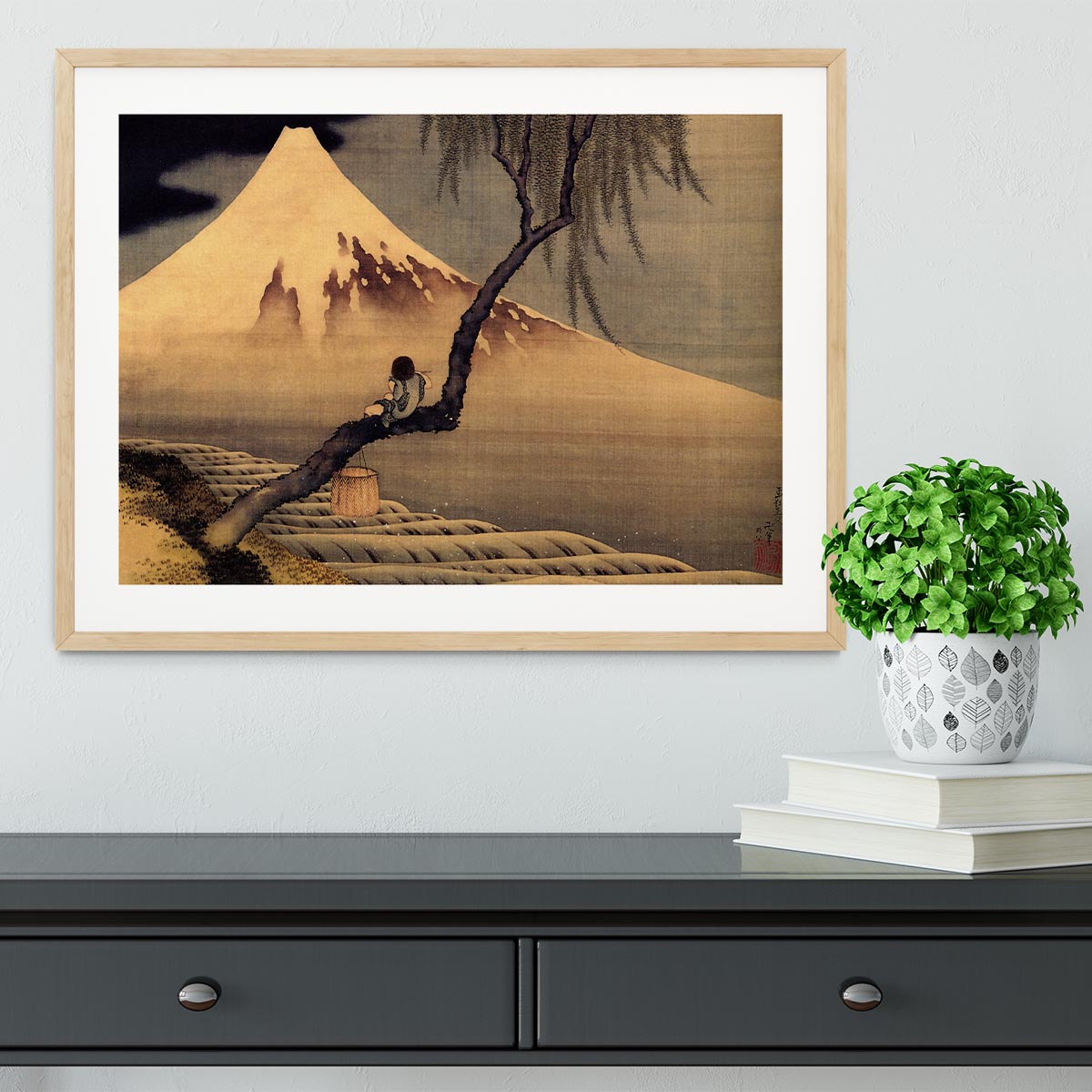 Boy in front of Fujiama by Hokusai Framed Print - Canvas Art Rocks - 3