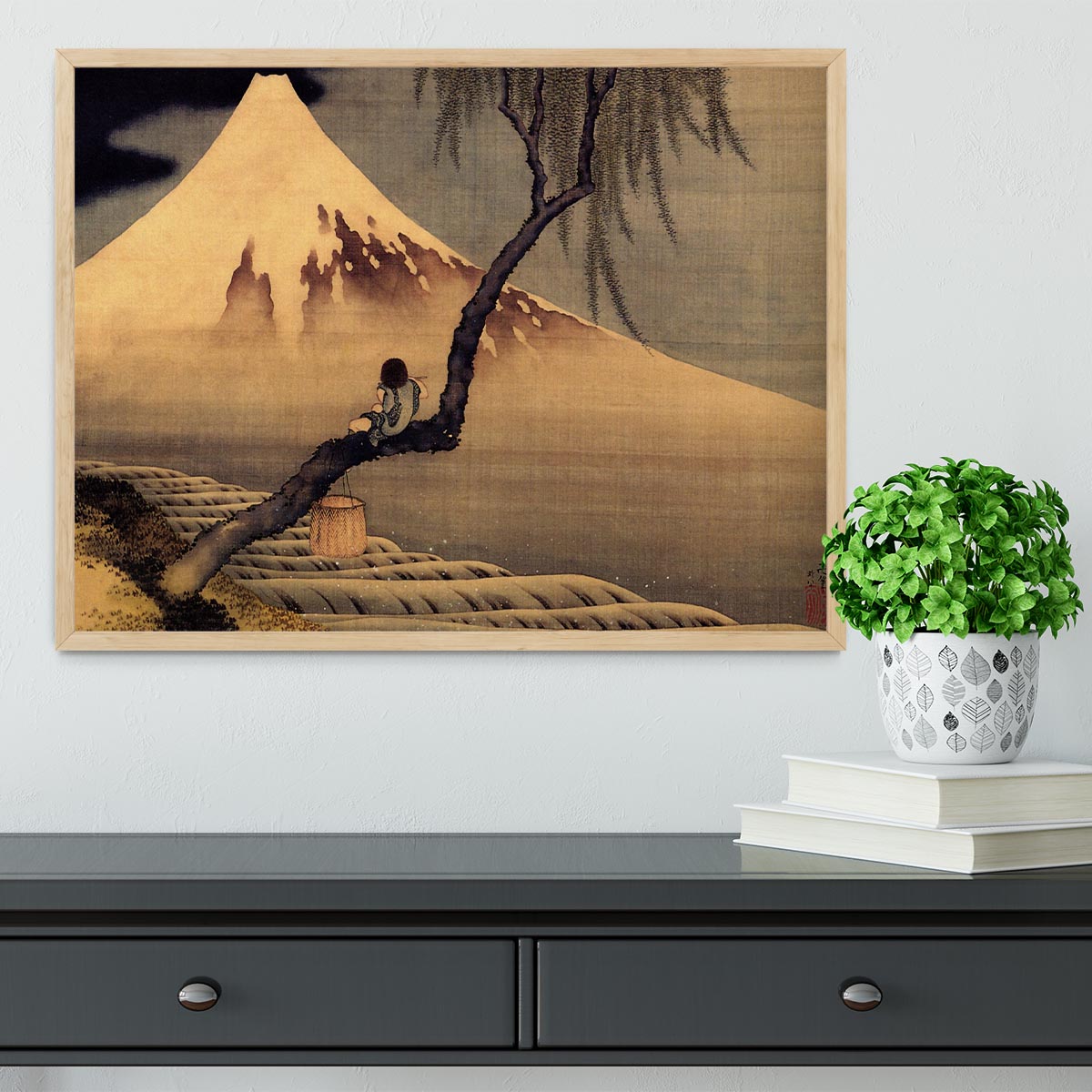 Boy in front of Fujiama by Hokusai Framed Print - Canvas Art Rocks - 4