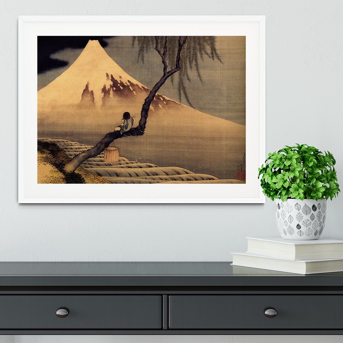 Boy in front of Fujiama by Hokusai Framed Print - Canvas Art Rocks - 5