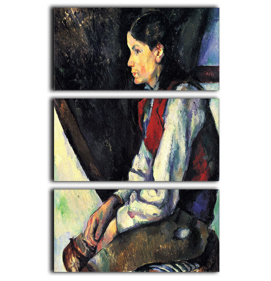 Boy with Red Vest by Cezanne 3 Split Panel Canvas Print - Canvas Art Rocks - 1