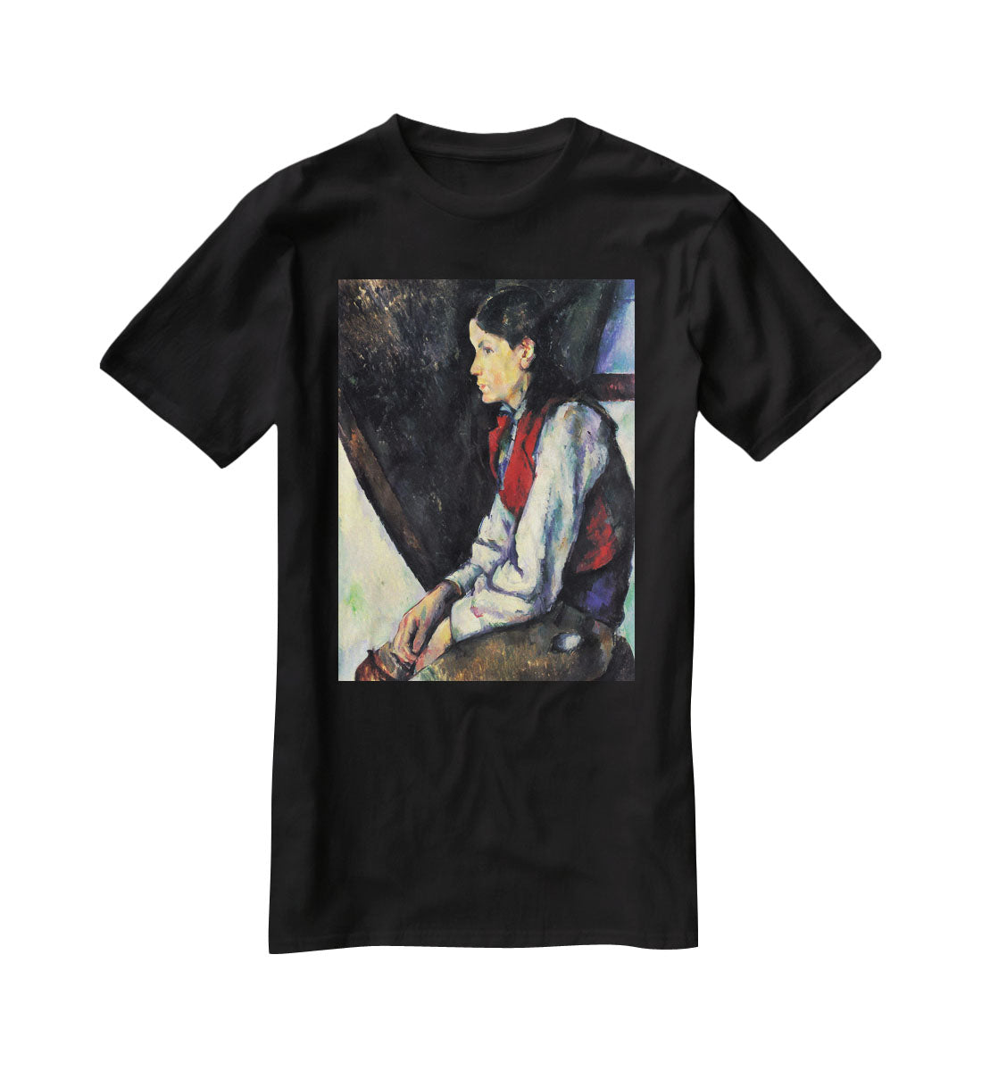 Boy with Red Vest by Cezanne T-Shirt - Canvas Art Rocks - 1
