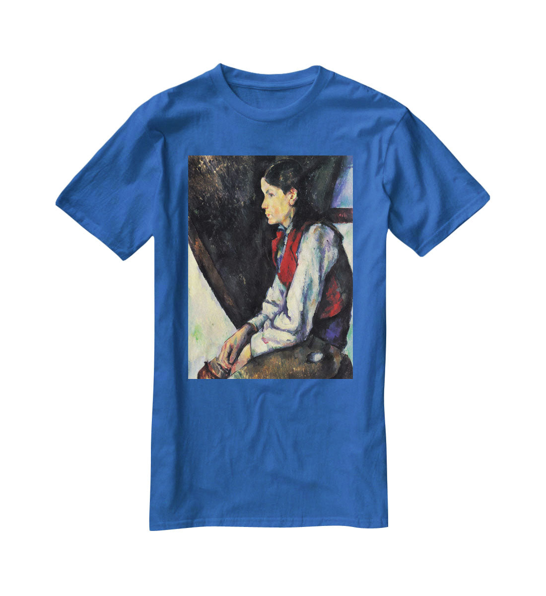 Boy with Red Vest by Cezanne T-Shirt - Canvas Art Rocks - 2