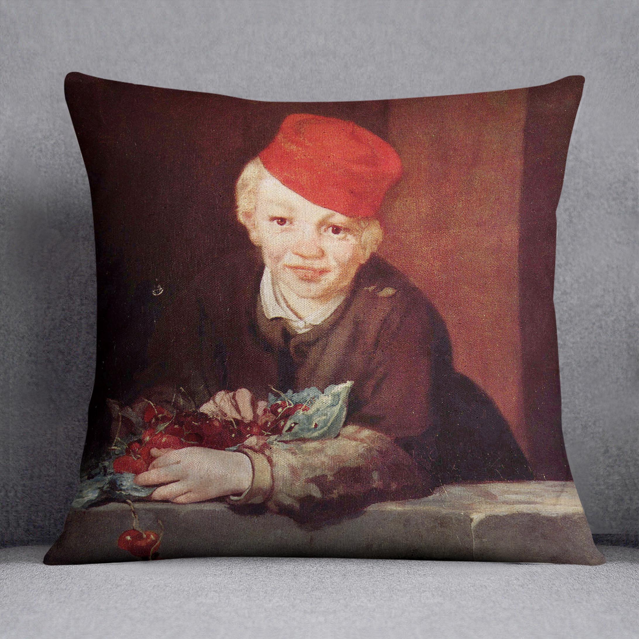 Boy with the cherries by Manet Cushion