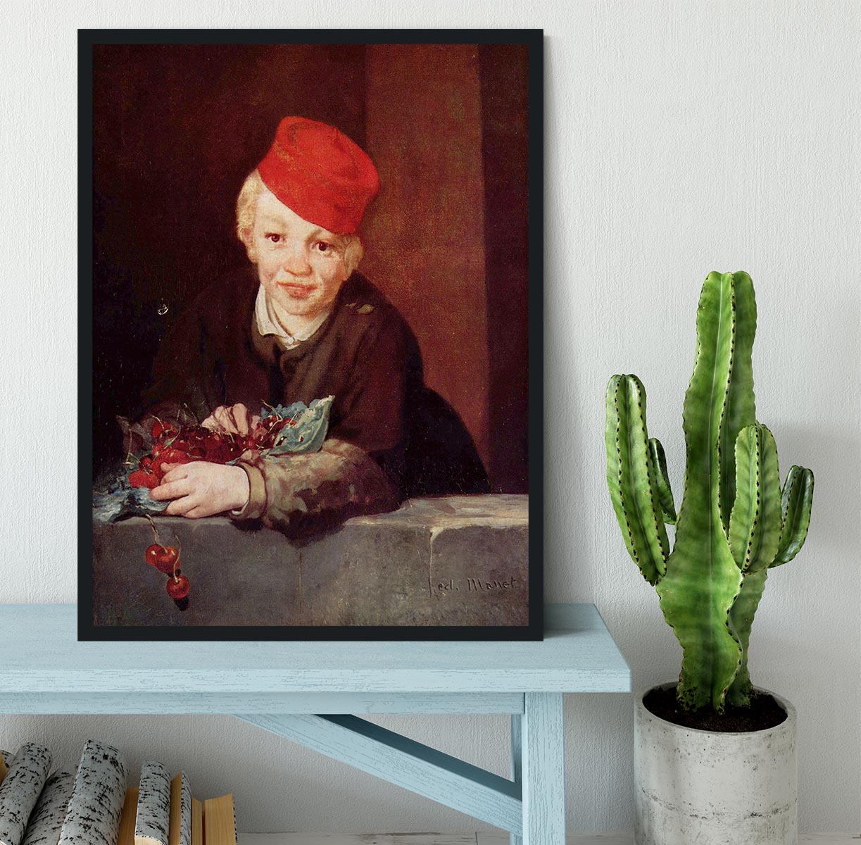 Boy with the cherries by Manet Framed Print - Canvas Art Rocks - 2