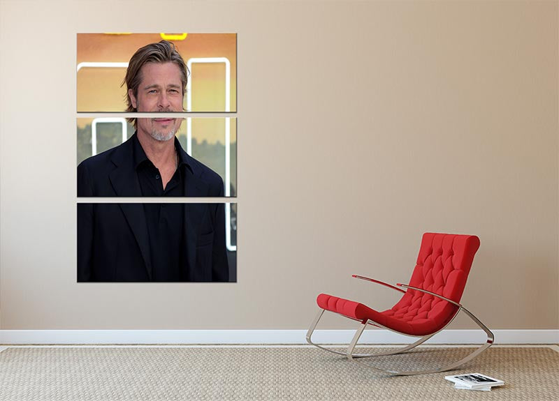 Brad Pitt Once Upon A Time In Hollywood Premiere London 3 Split Panel Canvas Print - Canvas Art Rocks - 2