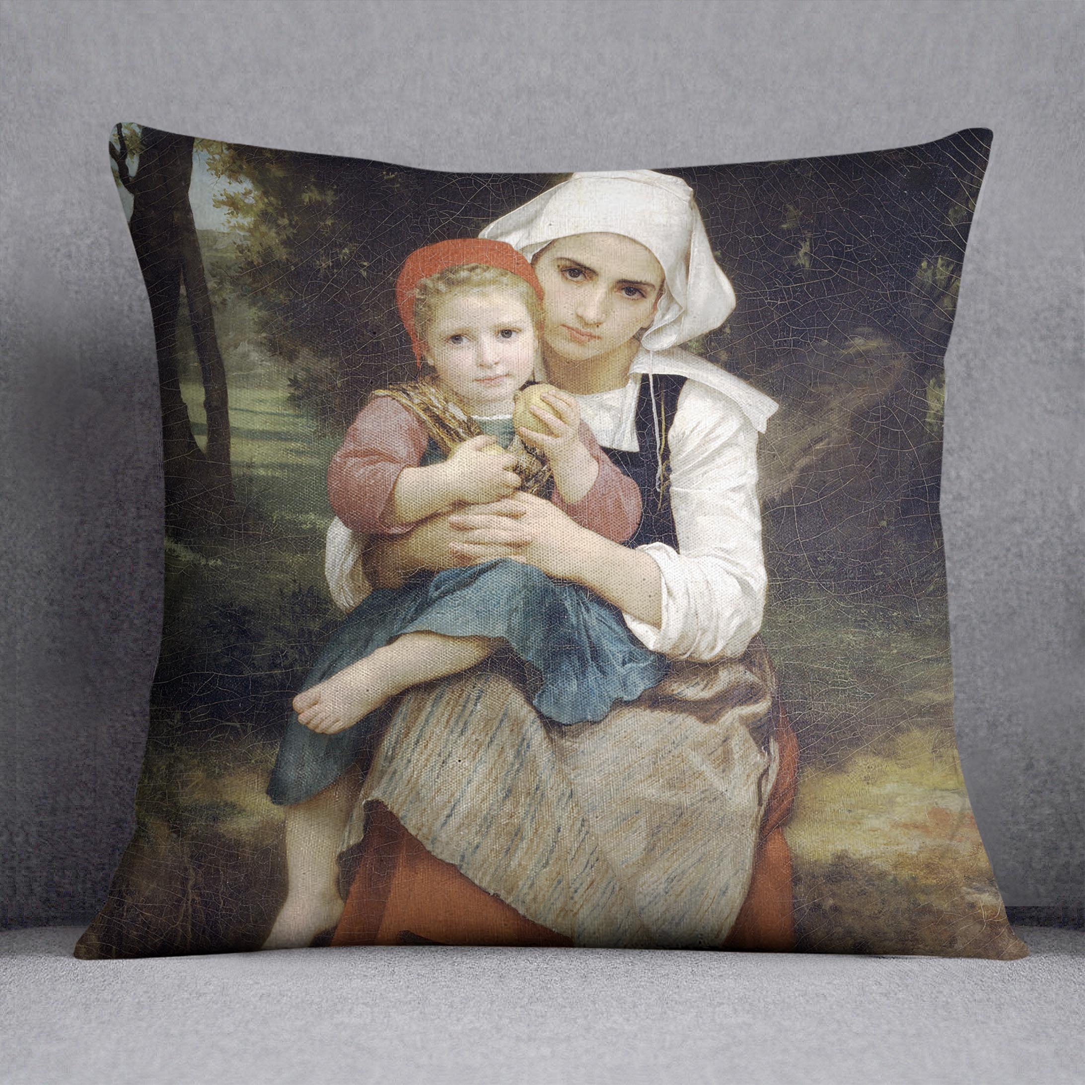 Breton Brother and Sister By Bouguereau Cushion