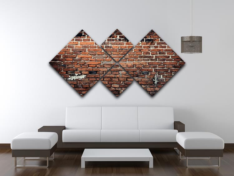 Brick wall background 4 Square Multi Panel Canvas - Canvas Art Rocks - 3