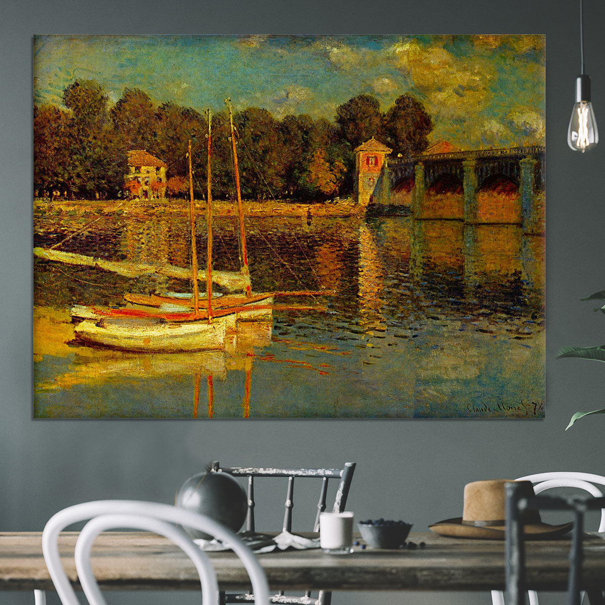 Bridge at Argenteuil by Monet Canvas Print or Poster - Canvas Art Rocks - 3