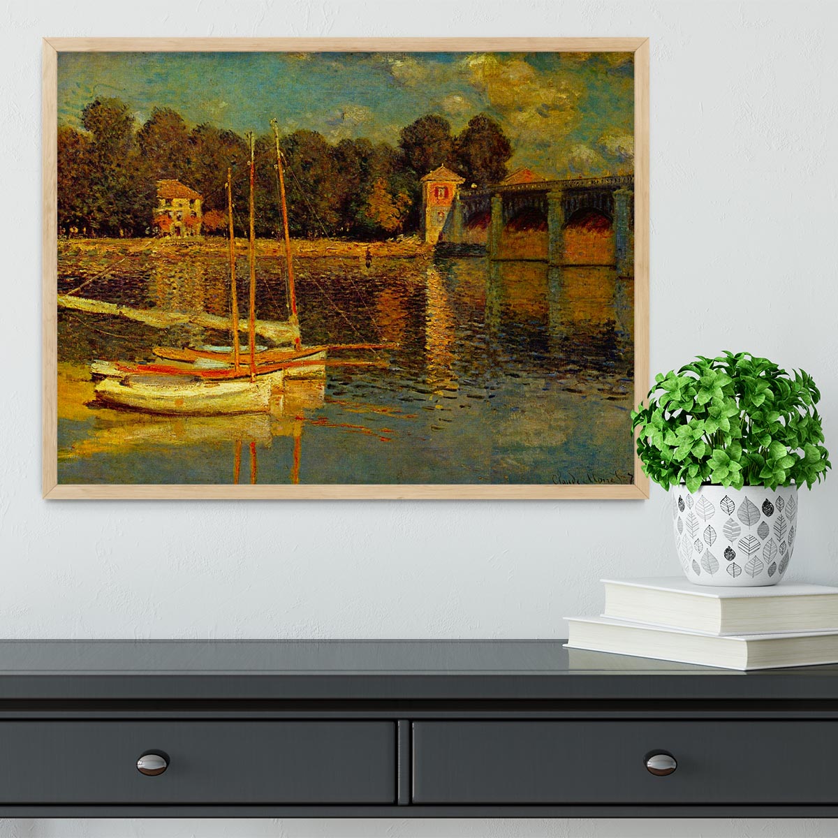 Bridge at Argenteuil by Monet Framed Print - Canvas Art Rocks - 4