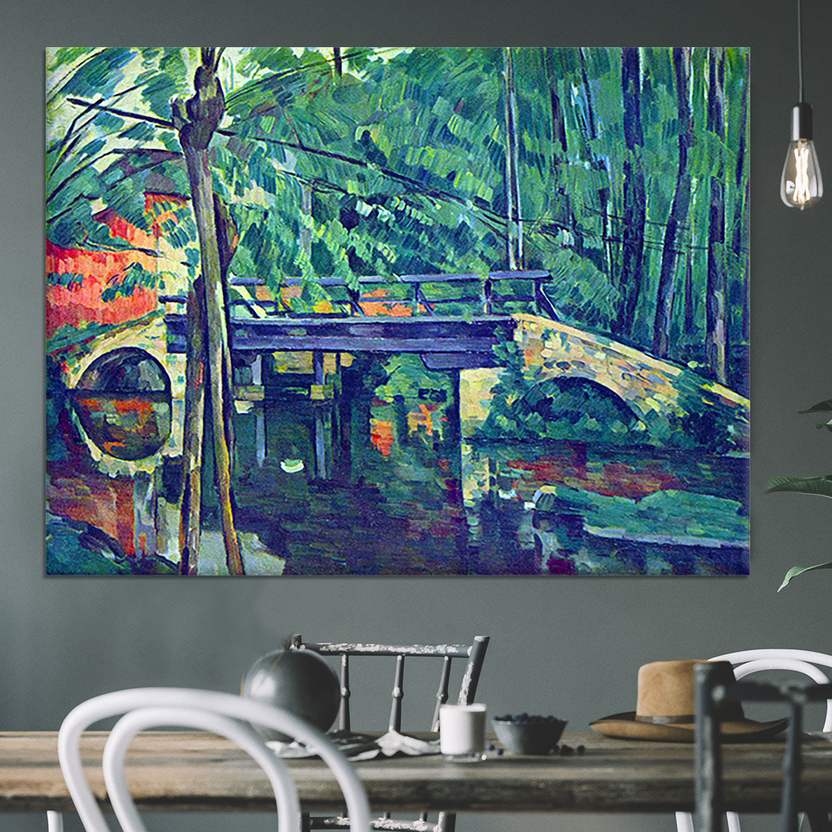 Bridge in the forest by Cezanne Canvas Print or Poster - Canvas Art Rocks - 3