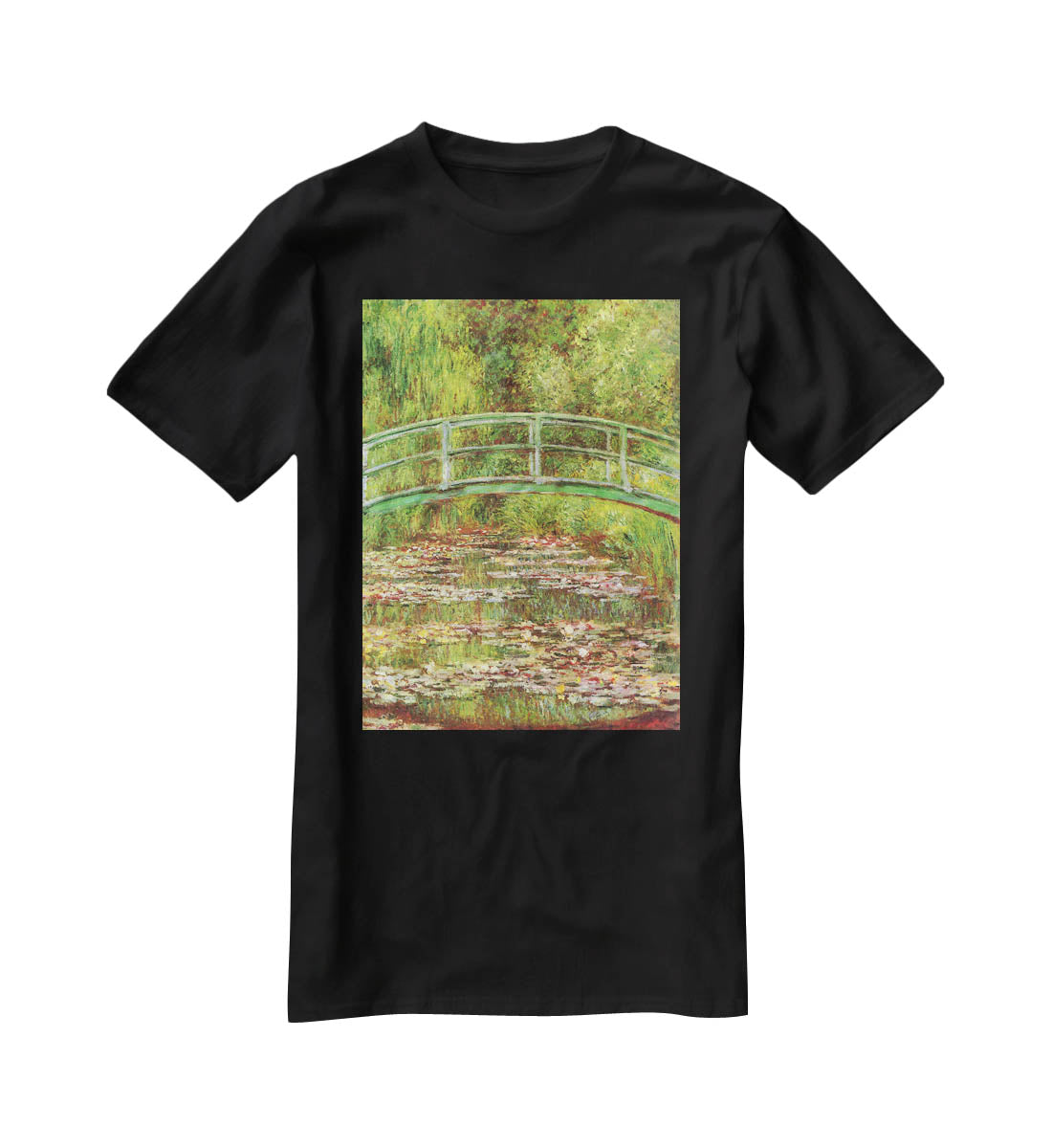 Bridge over the sea rose pond by Monet T-Shirt - Canvas Art Rocks - 1