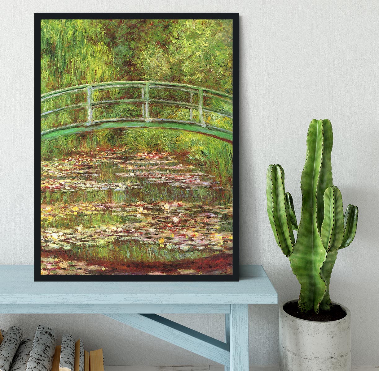 Bridge over the sea rose pond by Monet Framed Print - Canvas Art Rocks - 2