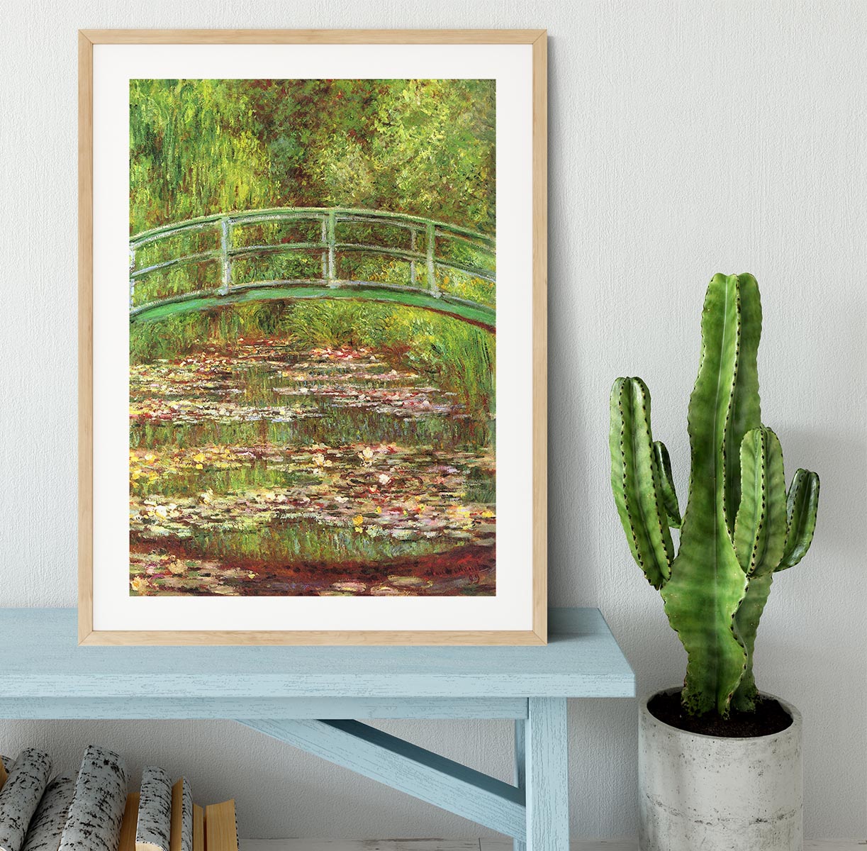 Bridge over the sea rose pond by Monet Framed Print - Canvas Art Rocks - 3