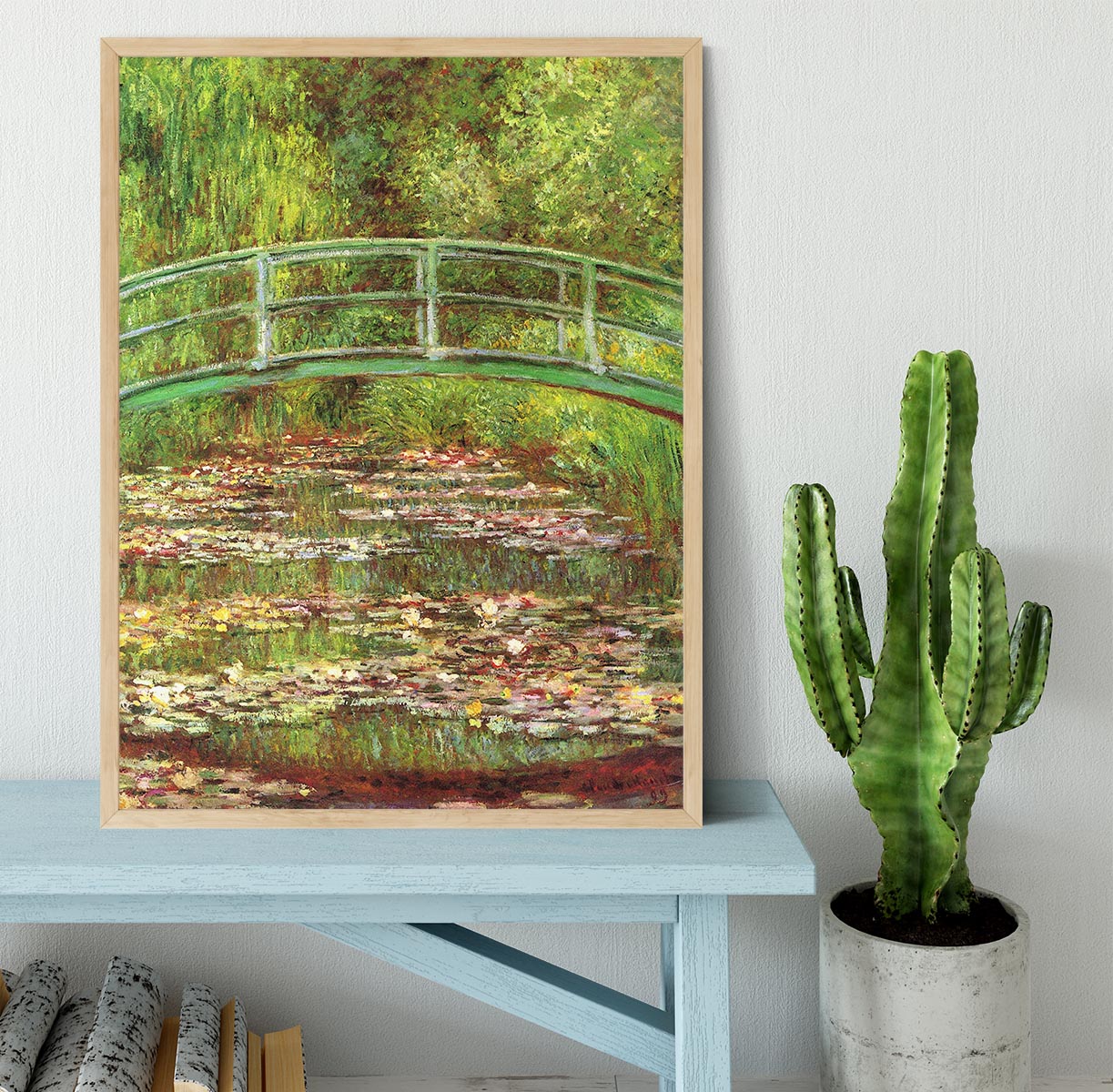 Bridge over the sea rose pond by Monet Framed Print - Canvas Art Rocks - 4