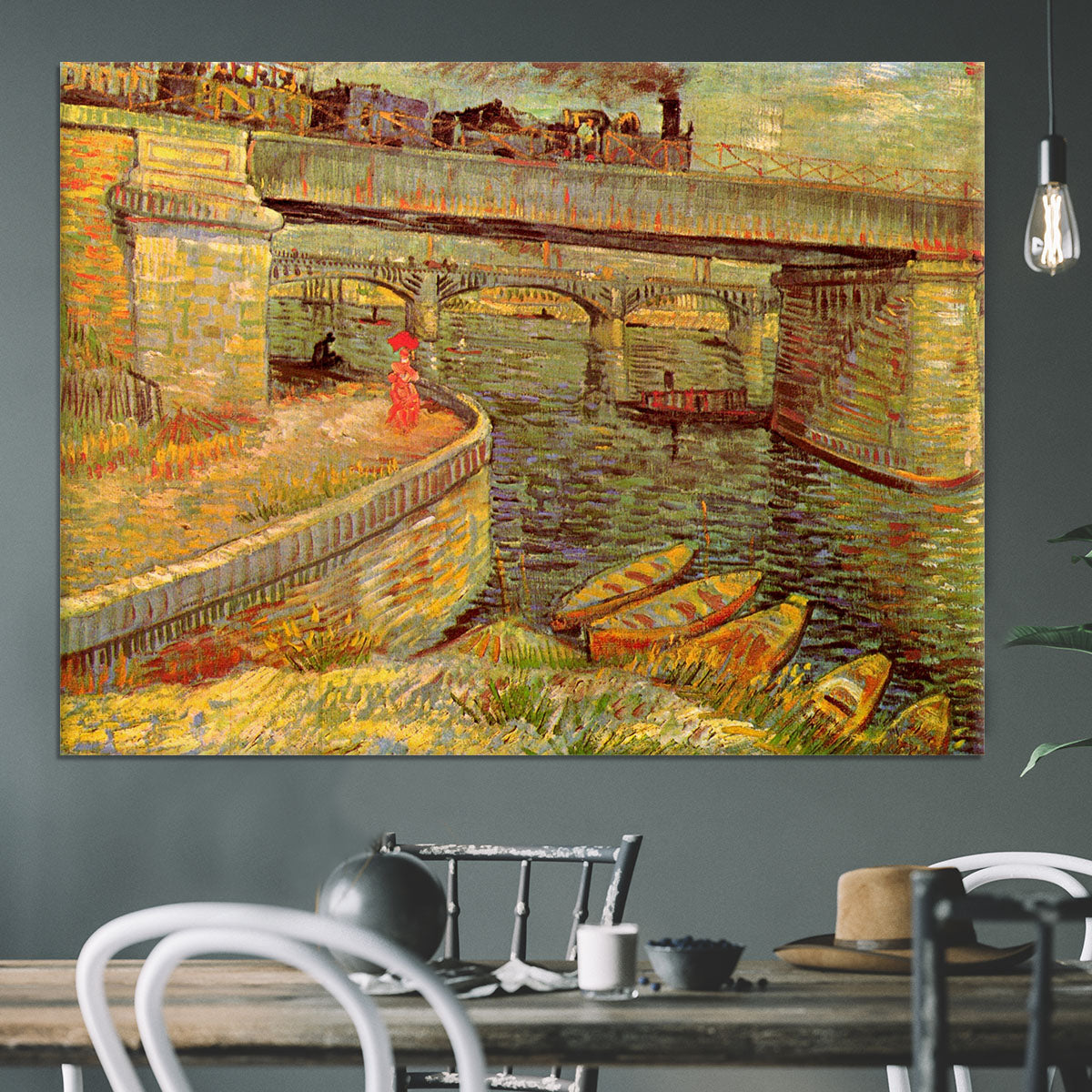 Bridges across the Seine at Asnieres by Van Gogh Canvas Print or Poster - Canvas Art Rocks - 3