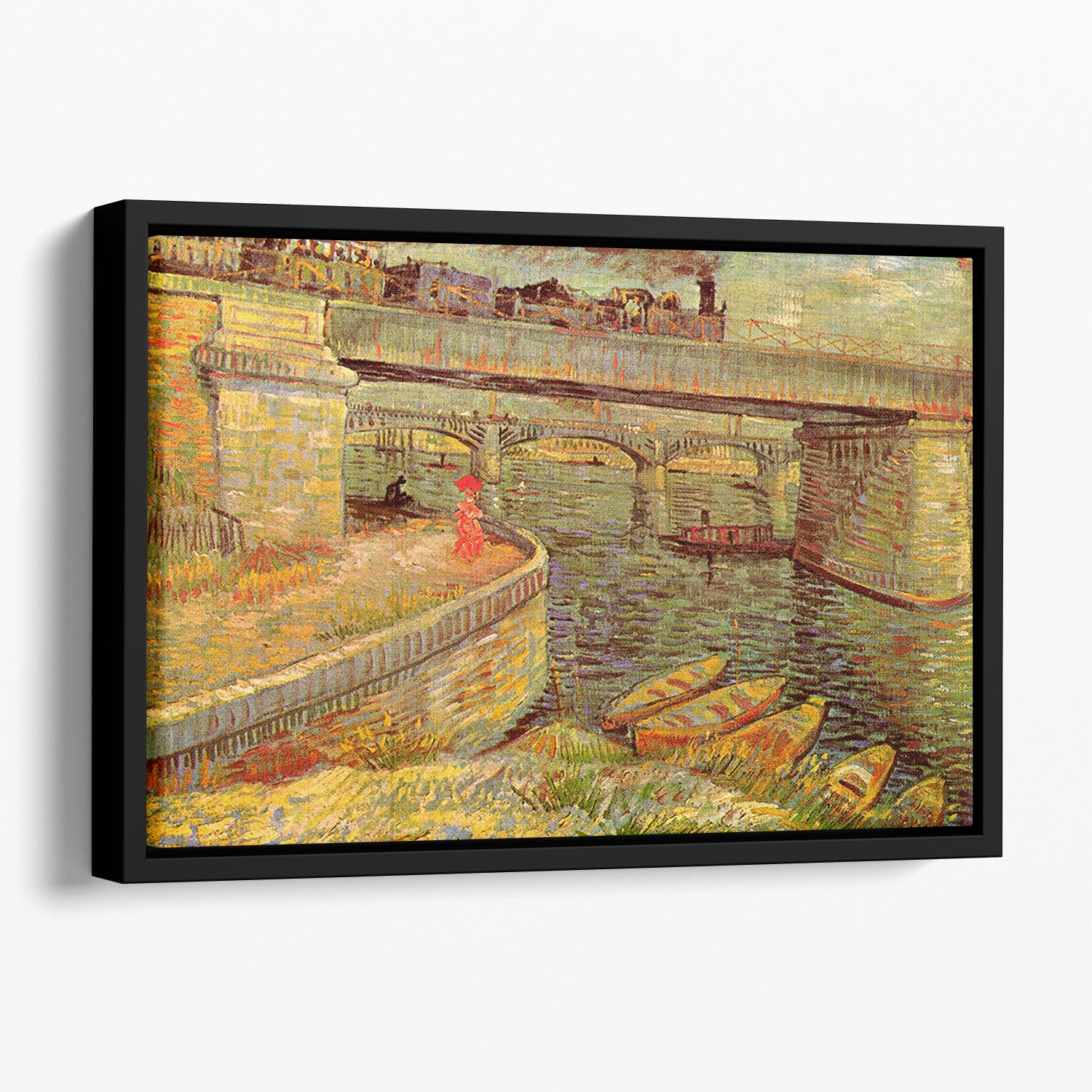 Bridges across the Seine at Asnieres by Van Gogh Floating Framed Canvas
