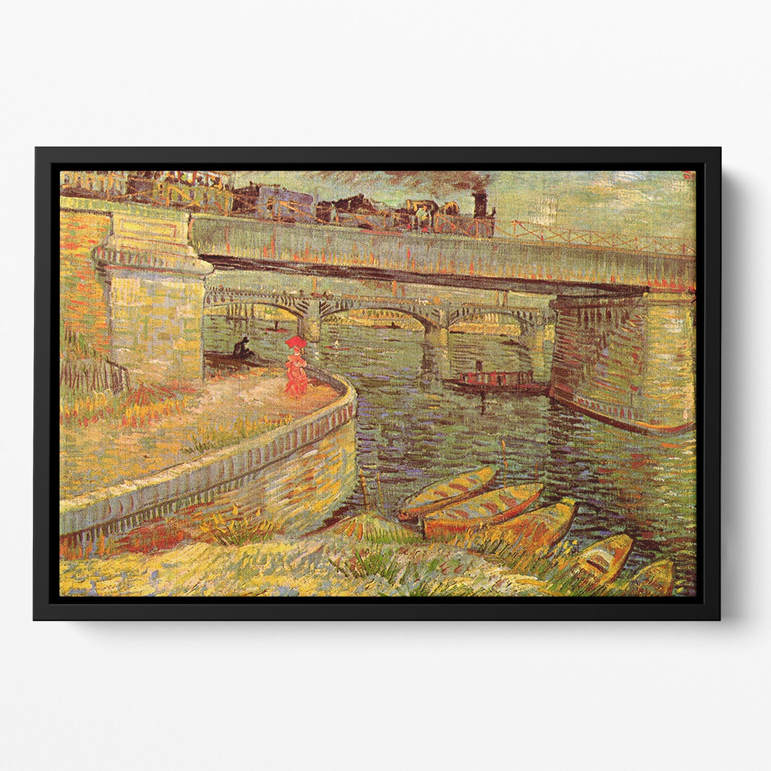 Bridges across the Seine at Asnieres by Van Gogh Floating Framed Canvas