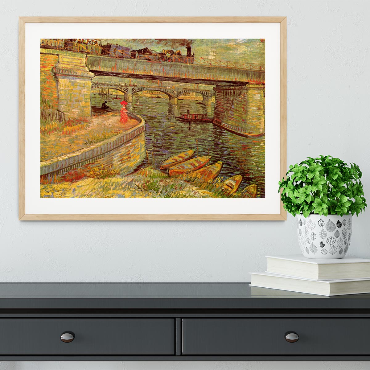 Bridges across the Seine at Asnieres by Van Gogh Framed Print - Canvas Art Rocks - 3