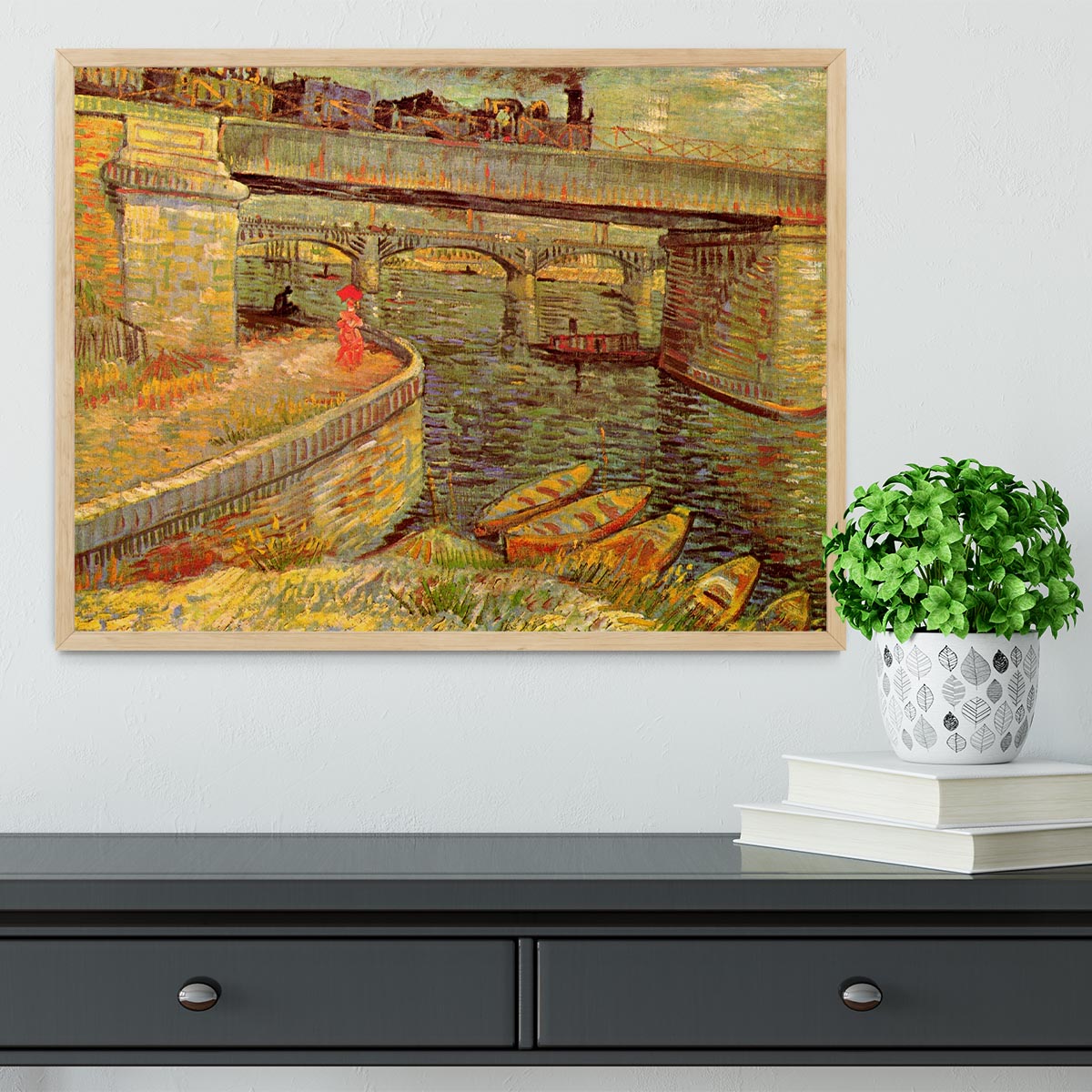 Bridges across the Seine at Asnieres by Van Gogh Framed Print - Canvas Art Rocks - 4