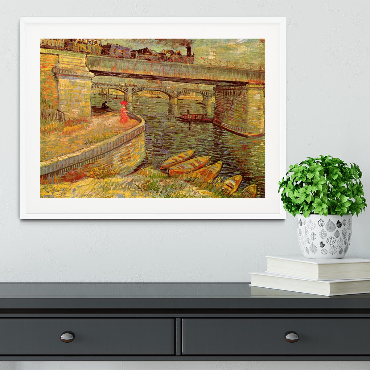 Bridges across the Seine at Asnieres by Van Gogh Framed Print - Canvas Art Rocks - 5