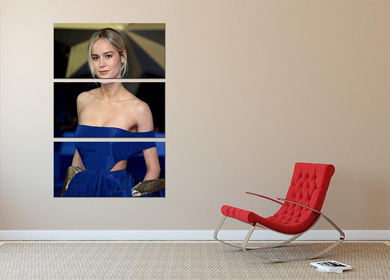 Brie Larson in blue 3 Split Panel Canvas Print - Canvas Art Rocks - 2