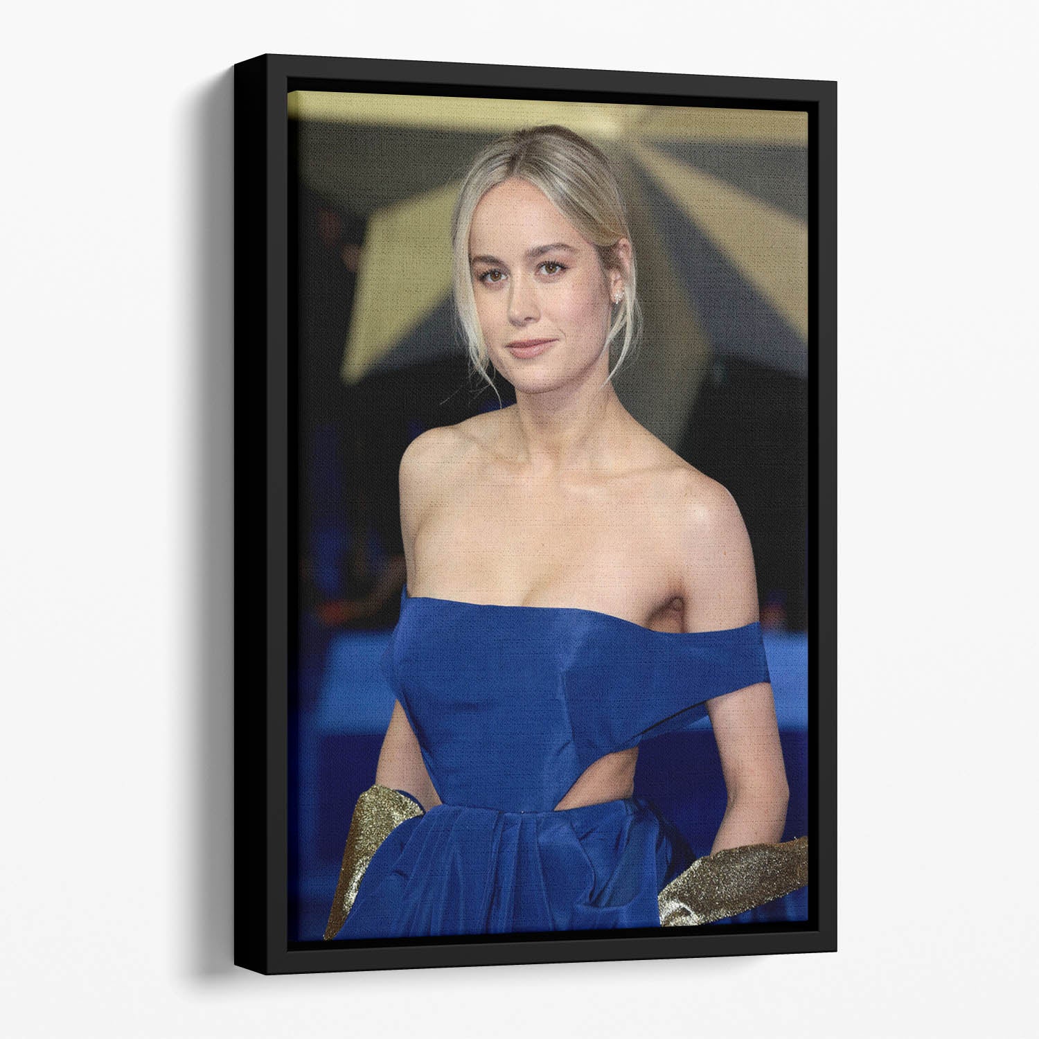 Brie Larson in blue Floating Framed Canvas