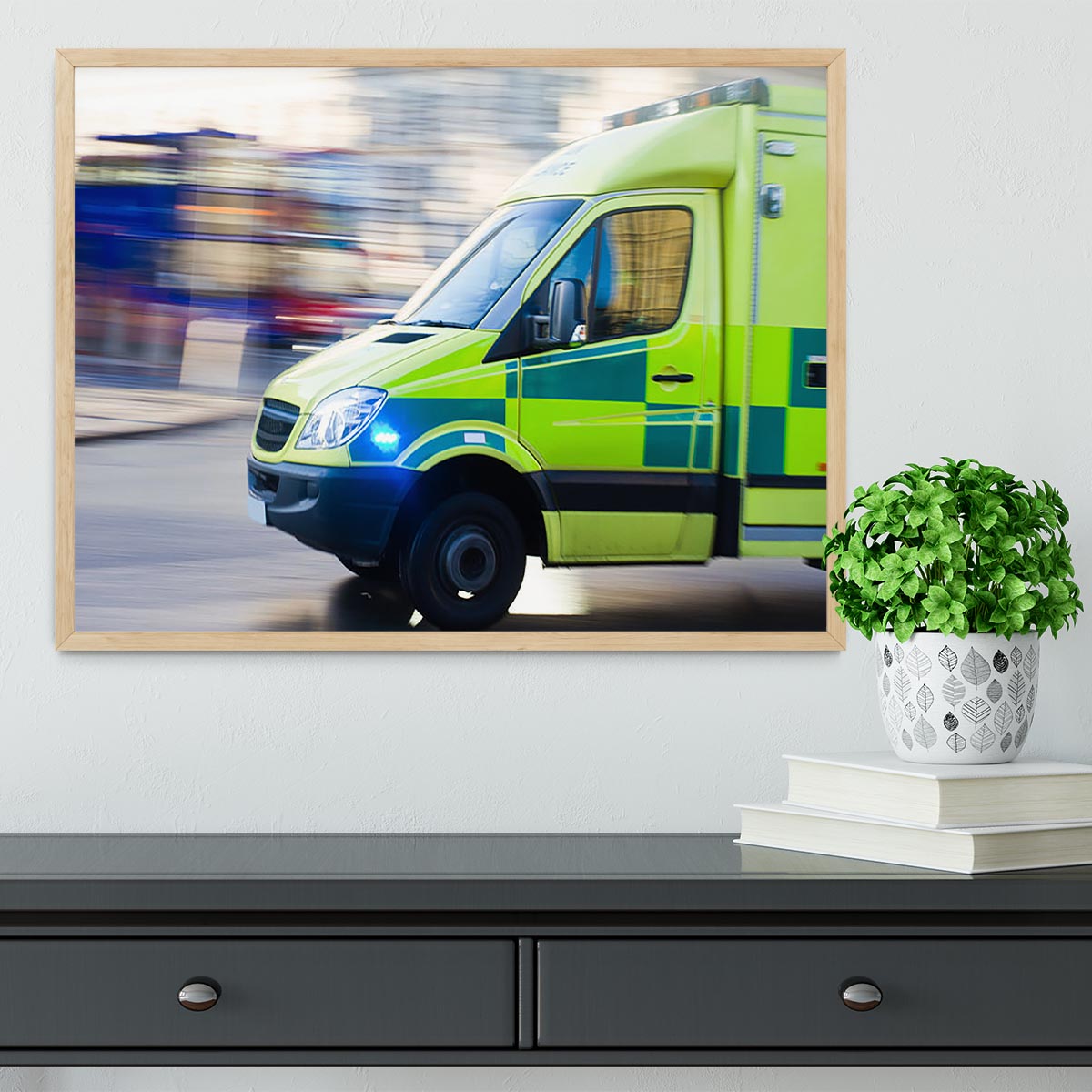 British ambulance in motion blur Framed Print - Canvas Art Rocks - 4