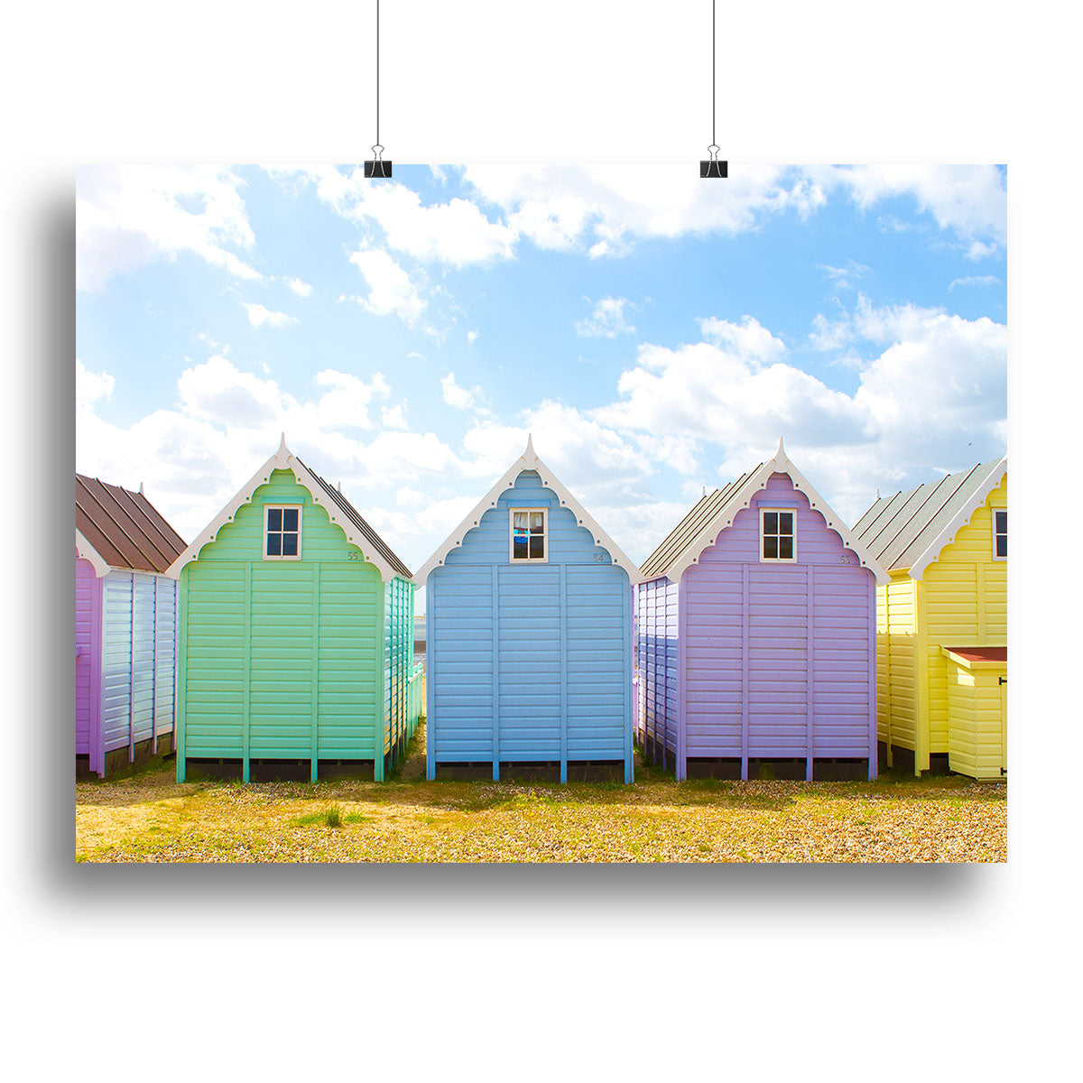 British beach huts on a bright sunny day Canvas Print or Poster - Canvas Art Rocks - 2