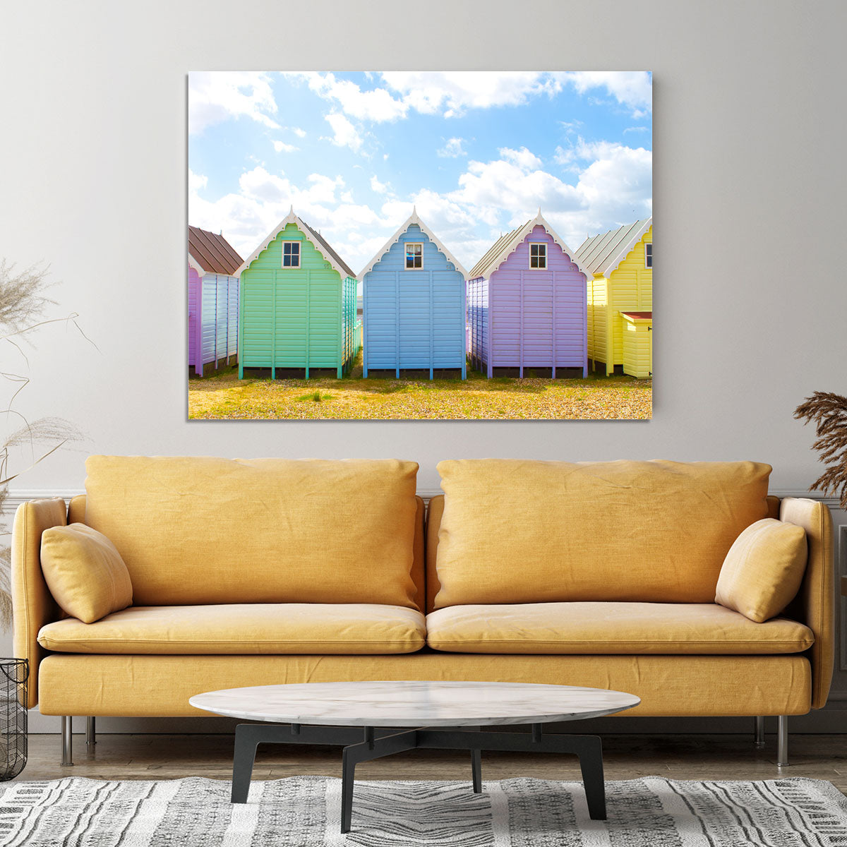 British beach huts on a bright sunny day Canvas Print or Poster - Canvas Art Rocks - 4