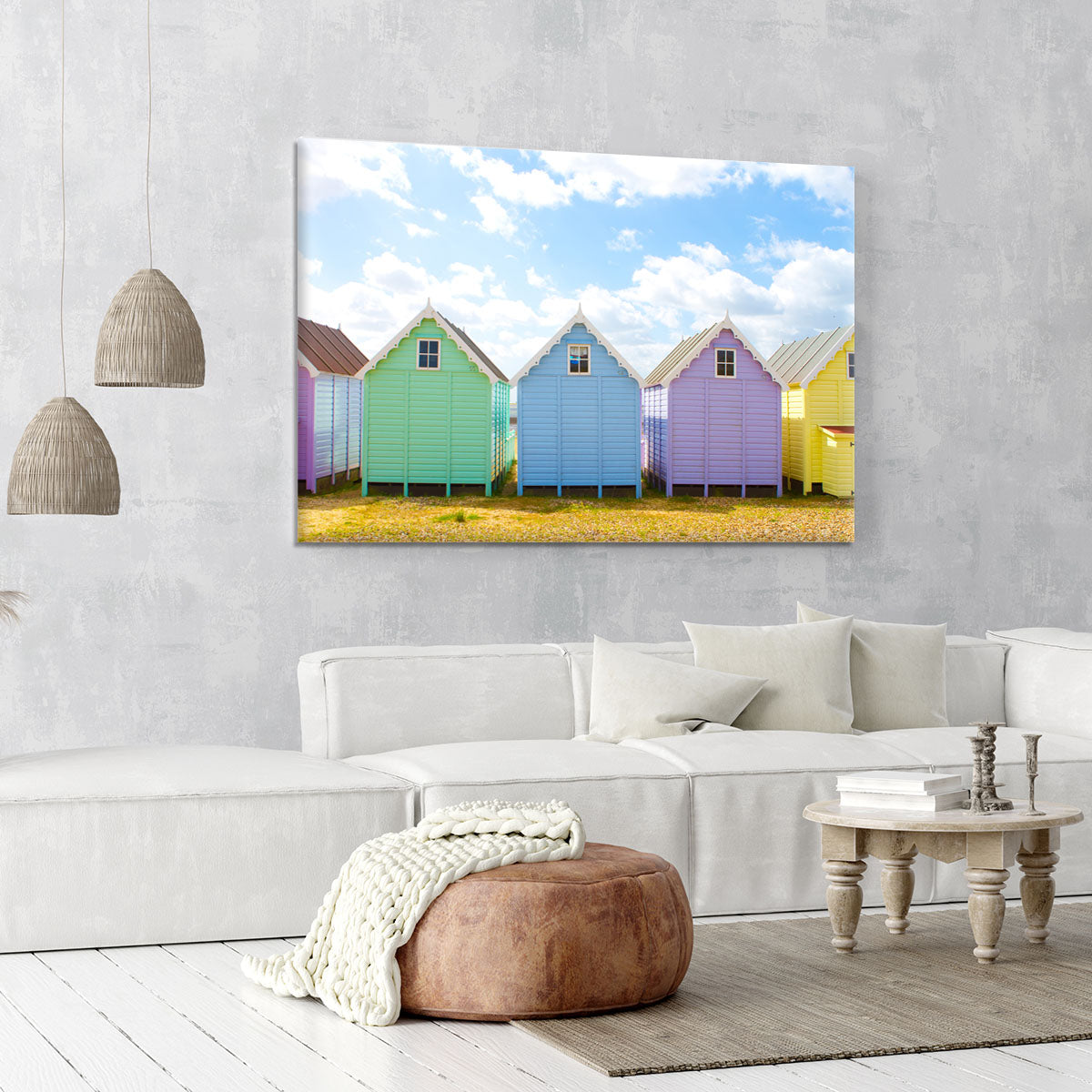 British beach huts on a bright sunny day Canvas Print or Poster - Canvas Art Rocks - 6