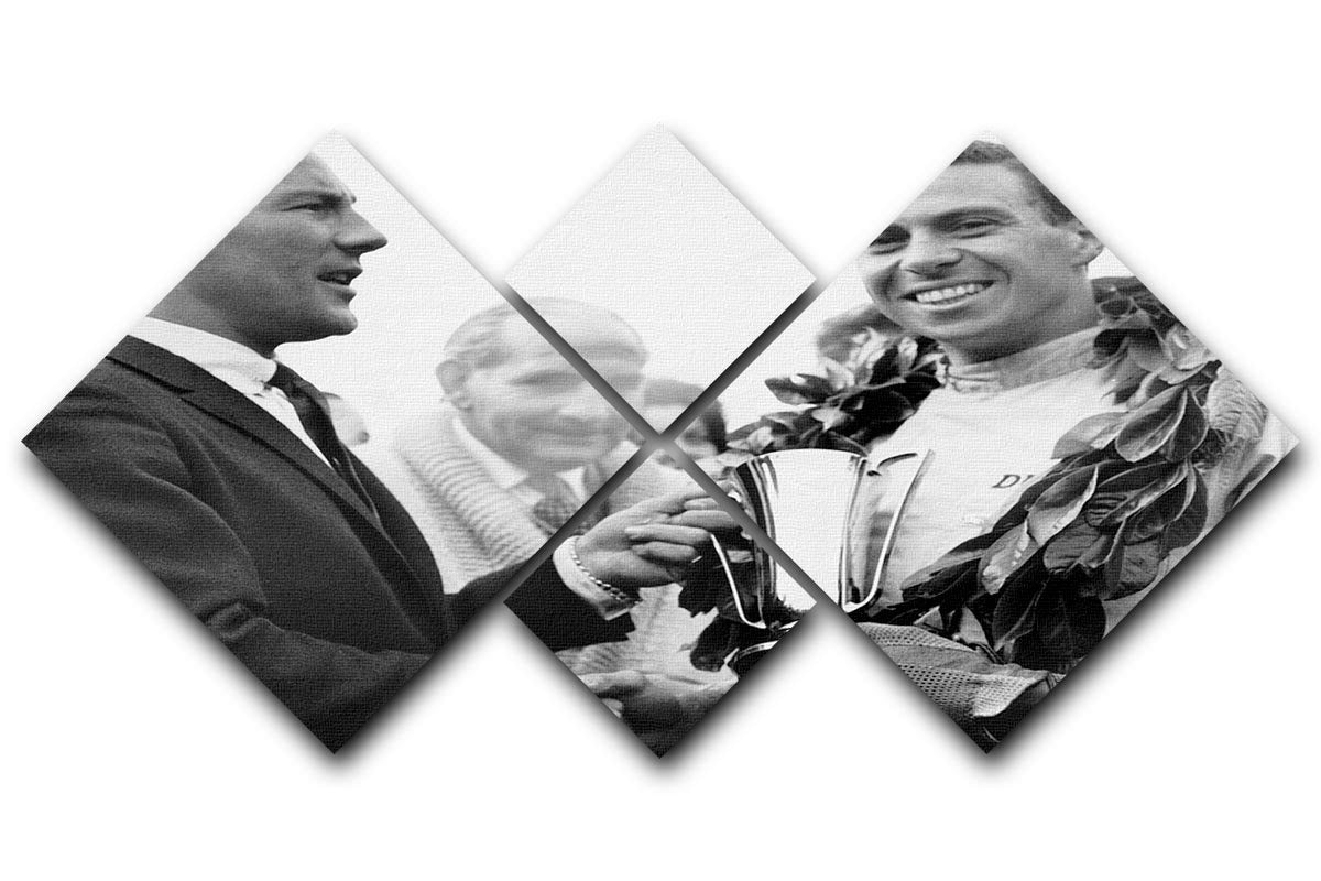 British racing drivers Jim Clark and Stirling Moss 4 Square Multi Panel Canvas  - Canvas Art Rocks - 1