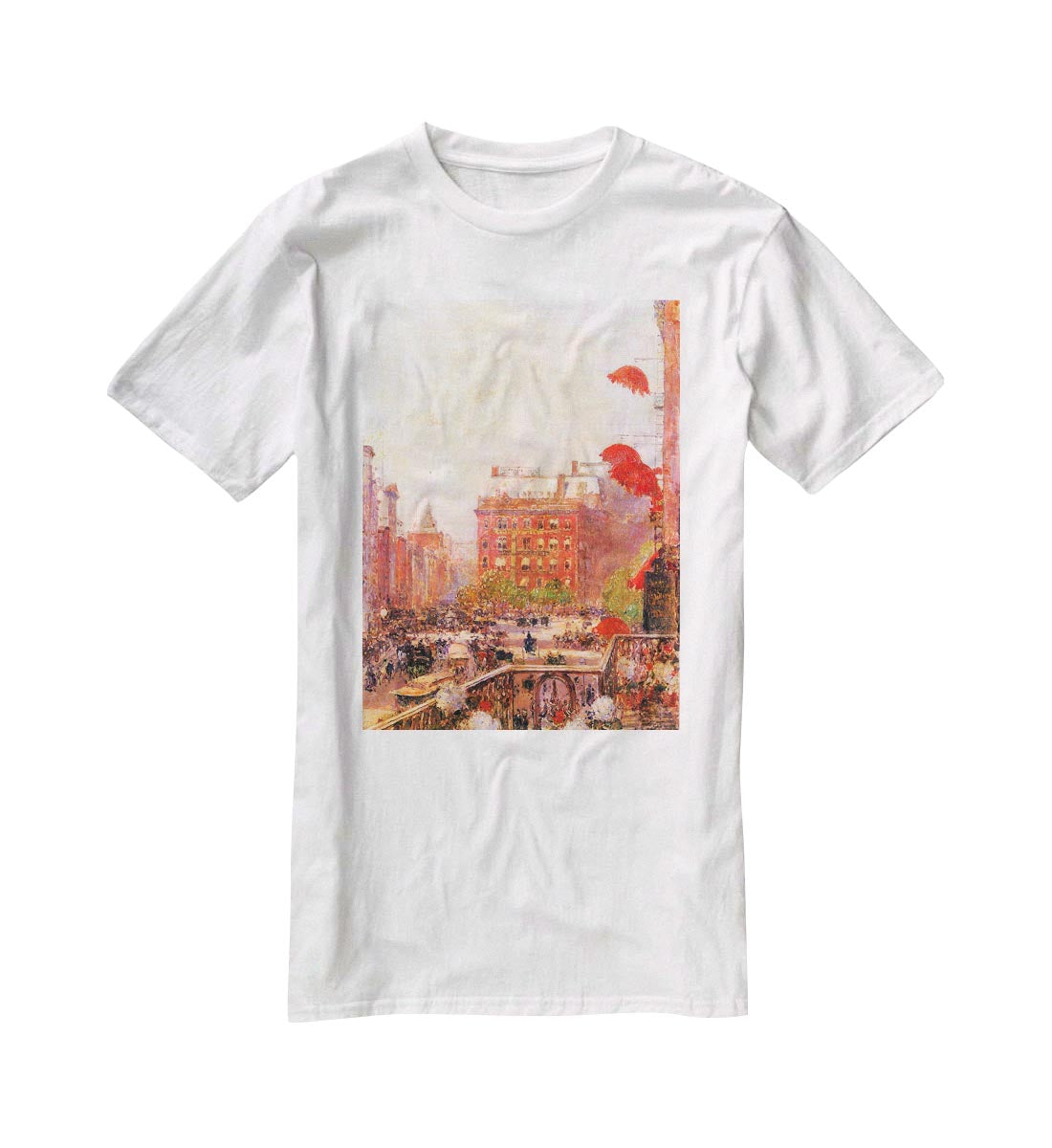 Broadway and Fifth Avenue by Hassam T-Shirt - Canvas Art Rocks - 5