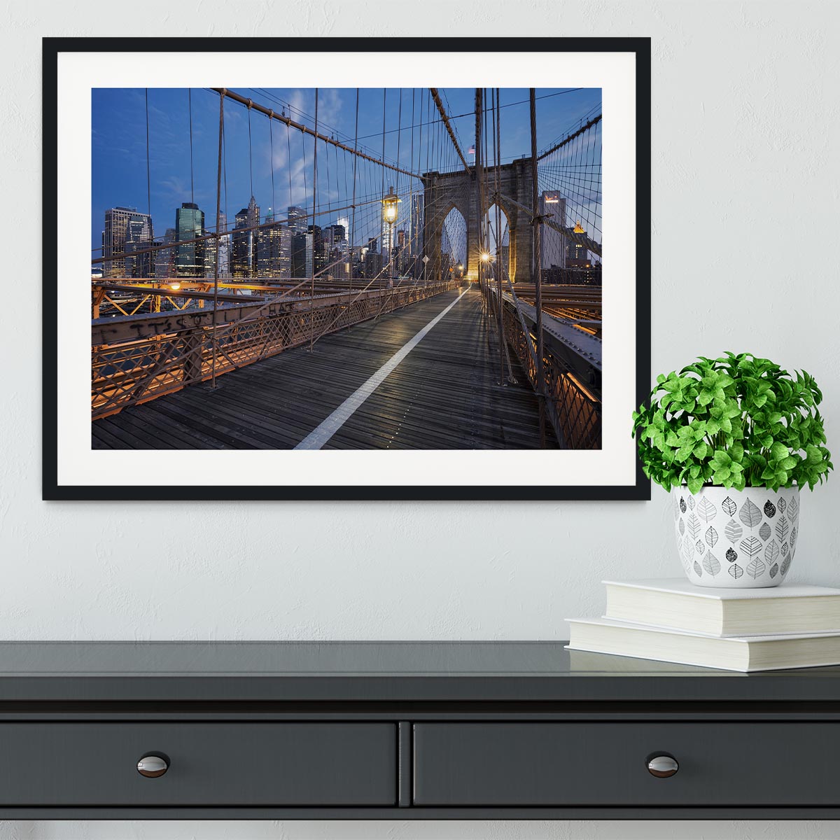 Brooklyn Bridge at sunrise Framed Print - Canvas Art Rocks - 1