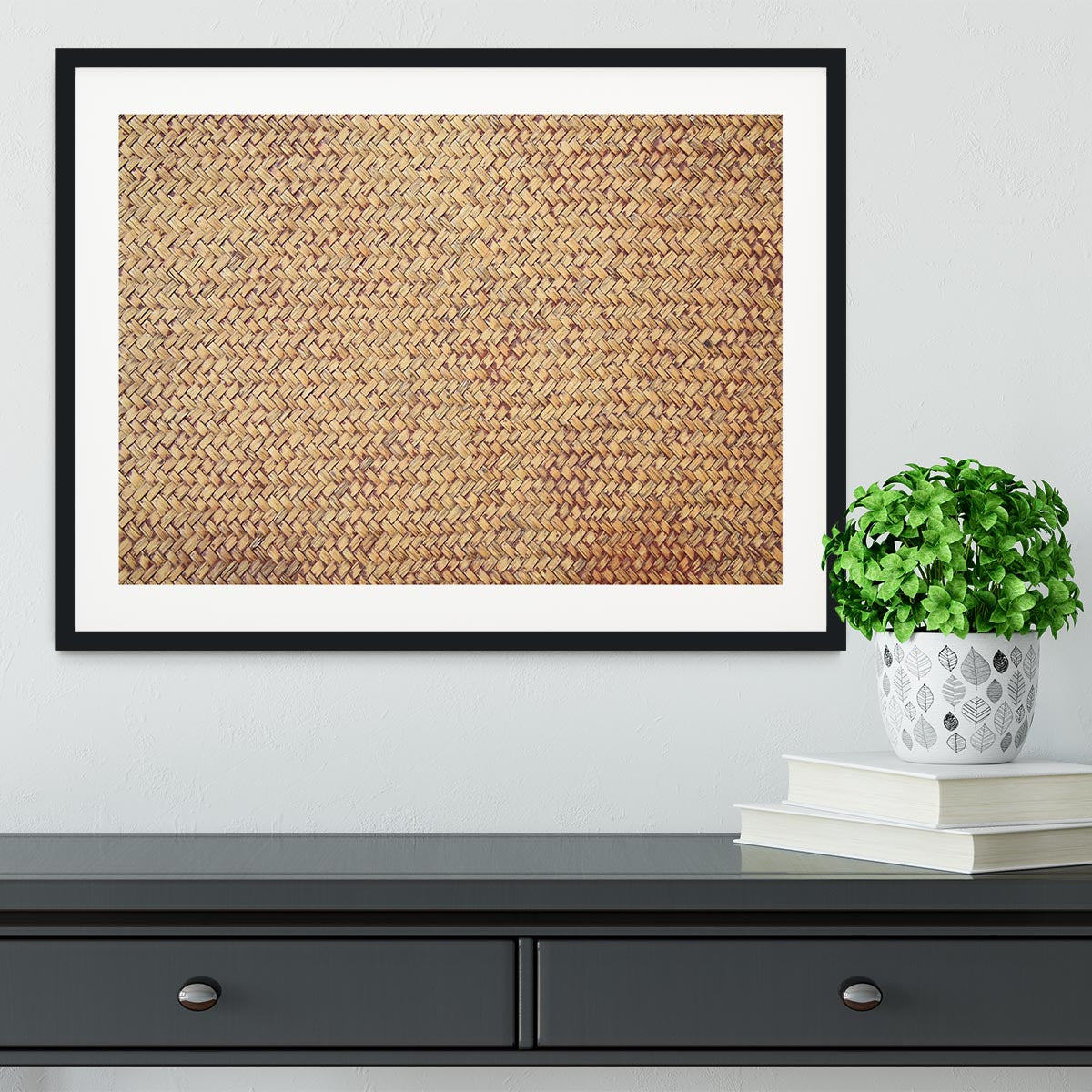Brown rattan weave Framed Print - Canvas Art Rocks - 1