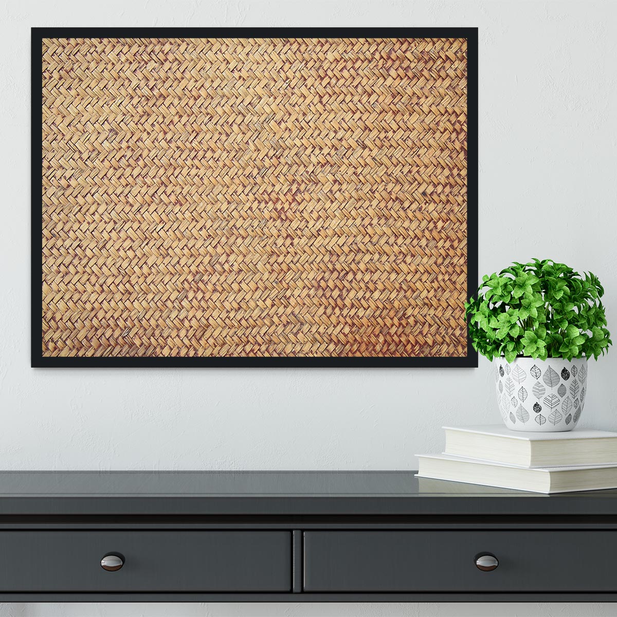 Brown rattan weave Framed Print - Canvas Art Rocks - 2