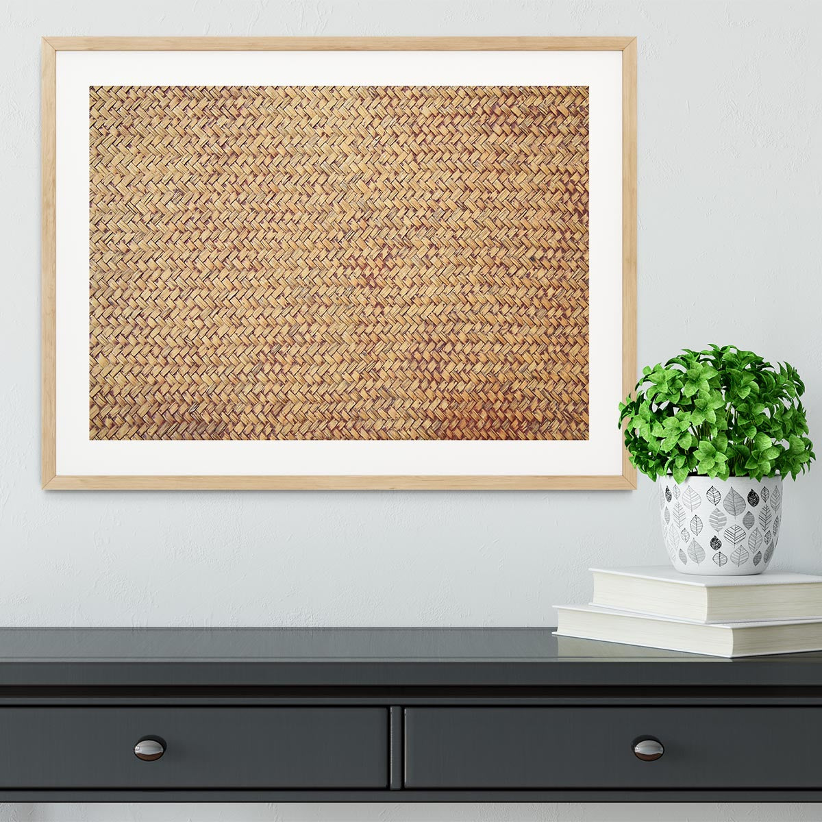 Brown rattan weave Framed Print - Canvas Art Rocks - 3
