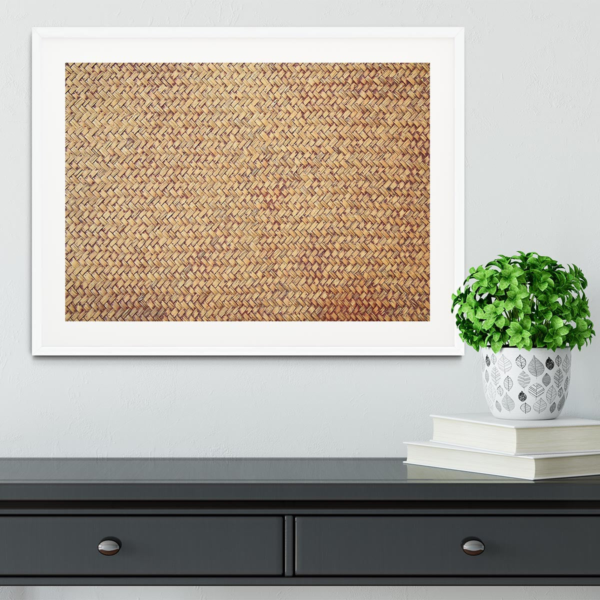 Brown rattan weave Framed Print - Canvas Art Rocks - 5