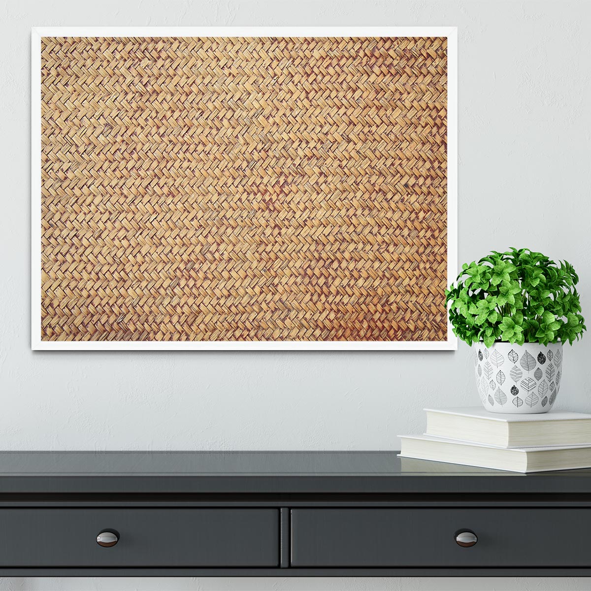 Brown rattan weave Framed Print - Canvas Art Rocks -6