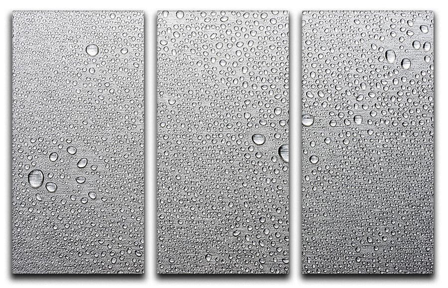Brushed metal surface with water 3 Split Panel Canvas Print - Canvas Art Rocks - 1