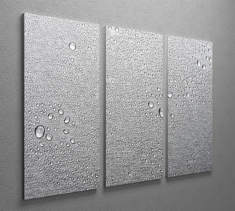Brushed metal surface with water 3 Split Panel Canvas Print - Canvas Art Rocks - 2