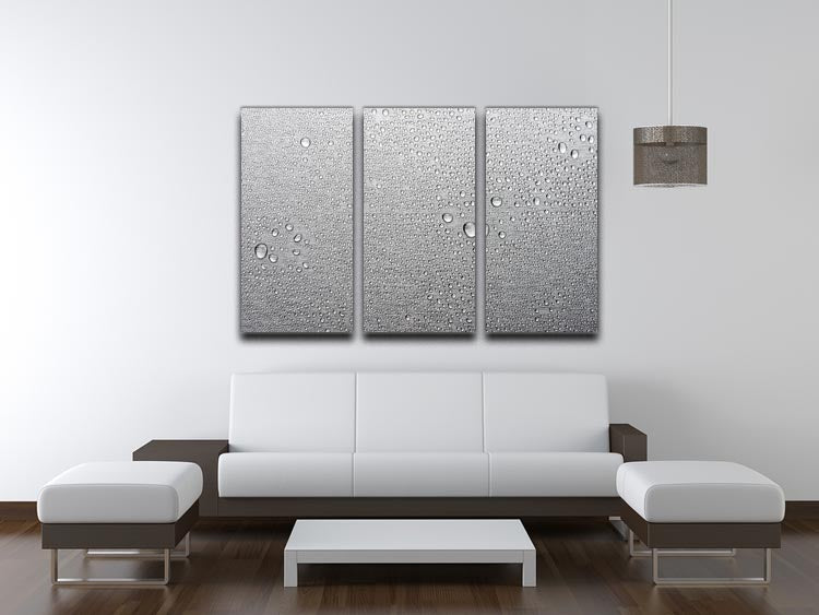 Brushed metal surface with water 3 Split Panel Canvas Print - Canvas Art Rocks - 3