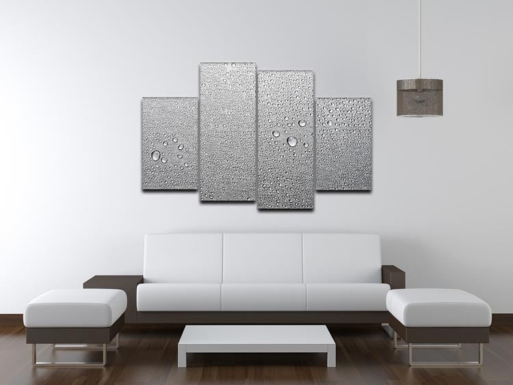 Brushed metal surface with water 4 Split Panel Canvas - Canvas Art Rocks - 3