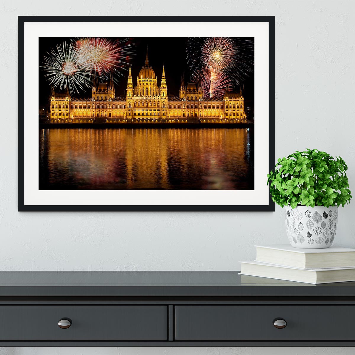 Budapest Fireworks Framed Print - Canvas Art Rocks - 1