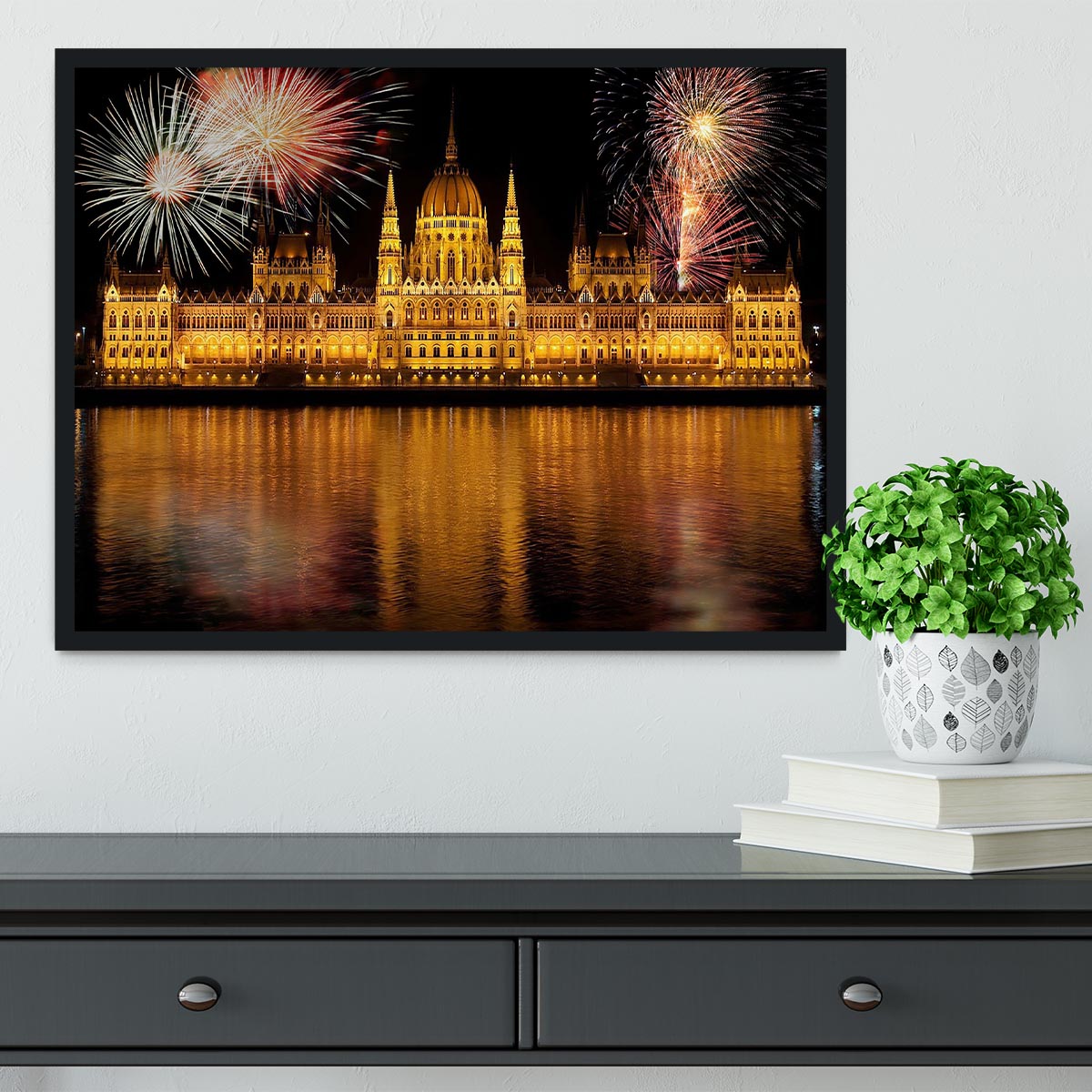 Budapest Fireworks Framed Print - Canvas Art Rocks - 2