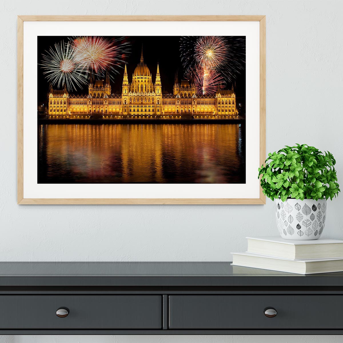 Budapest Fireworks Framed Print - Canvas Art Rocks - 3