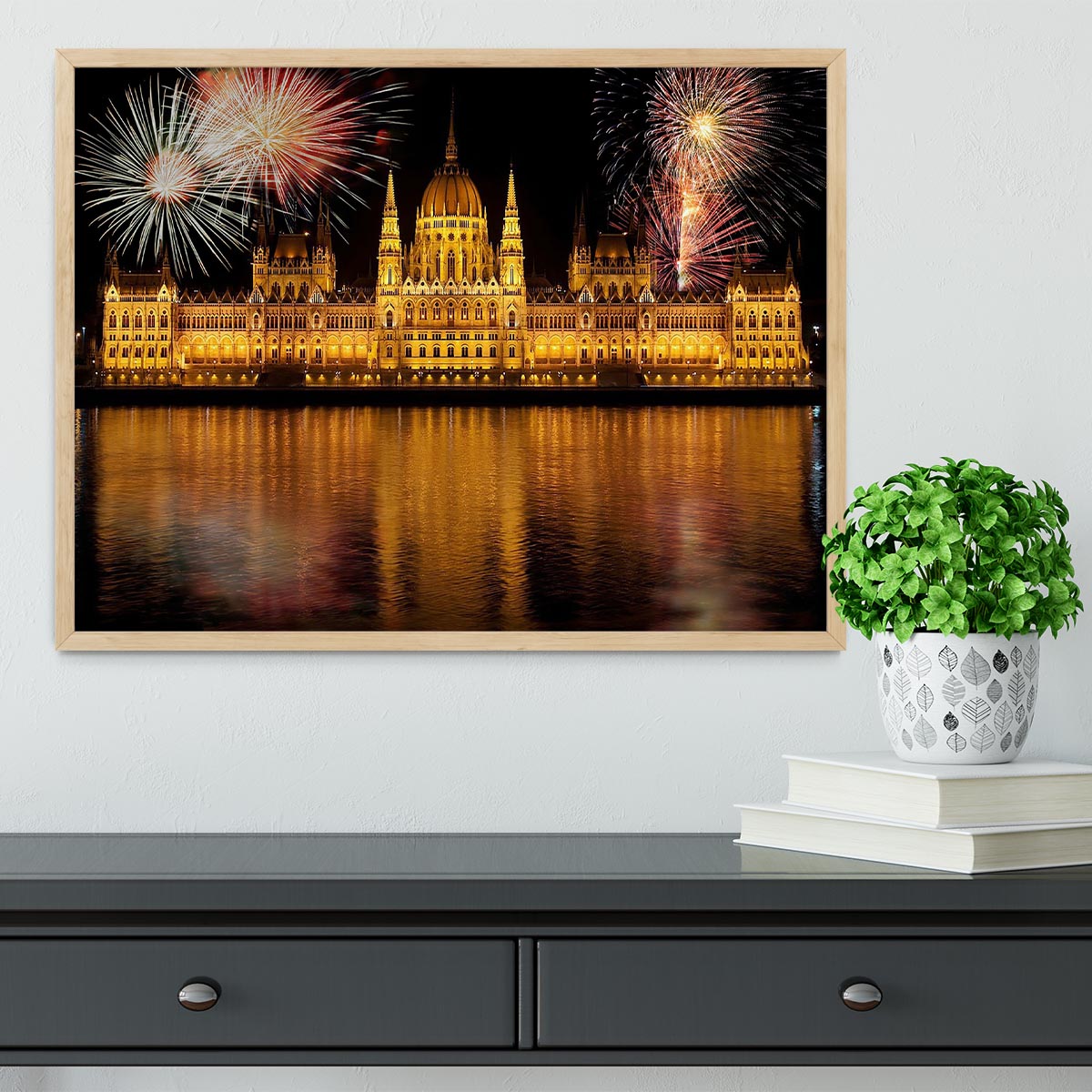 Budapest Fireworks Framed Print - Canvas Art Rocks - 4