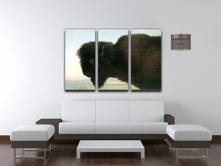 Buffalo Head by Bierstadt 3 Split Panel Canvas Print - Canvas Art Rocks - 3