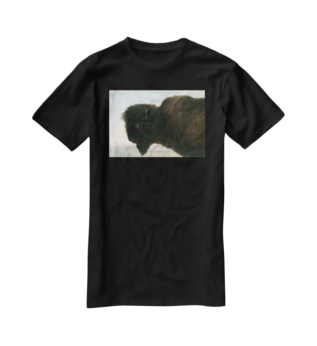 Buffalo Head by Bierstadt T-Shirt - Canvas Art Rocks - 1