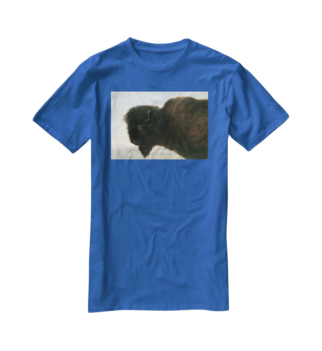 Buffalo Head by Bierstadt T-Shirt - Canvas Art Rocks - 2